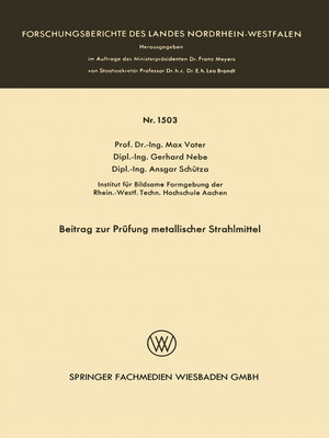 cover image of Beitrag zur Prüfung metallischer Strahlmittel